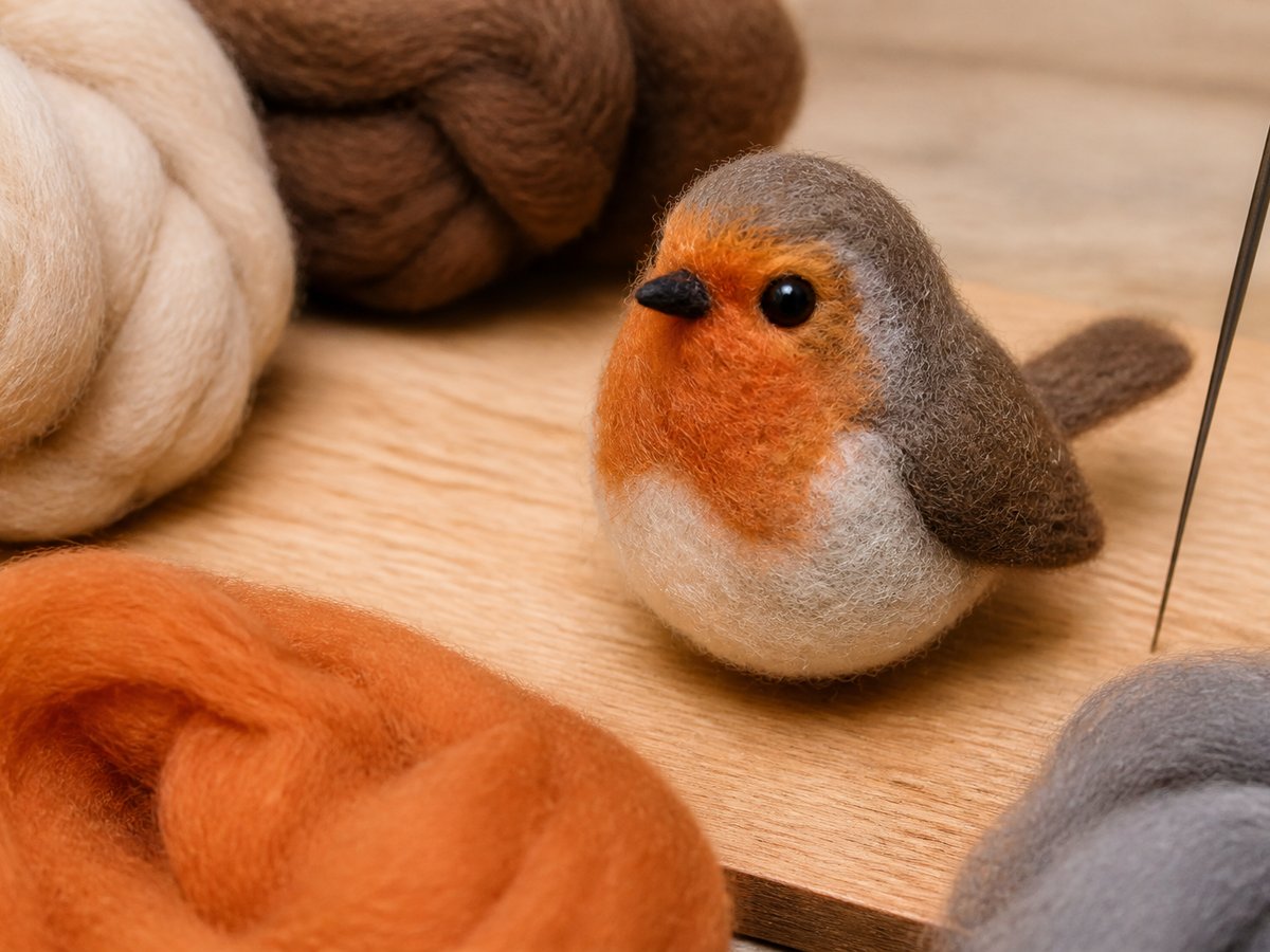 Needle felting wool and small figure