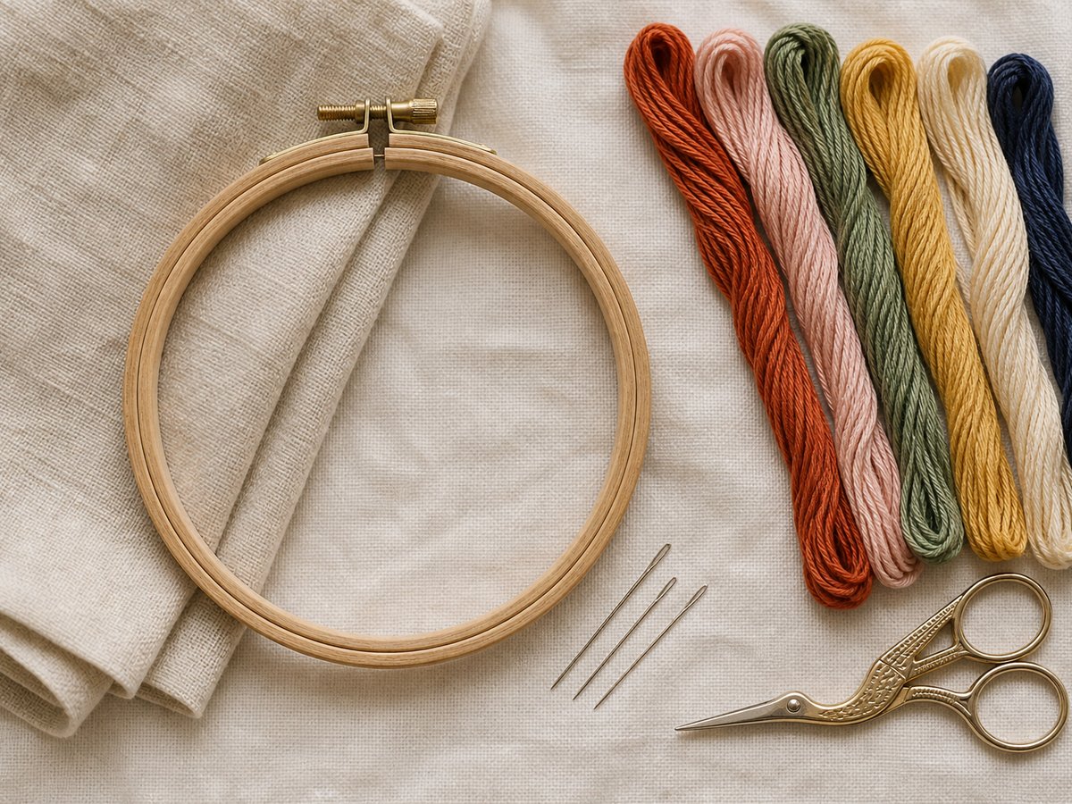 Embroidery kit with hoop and floss